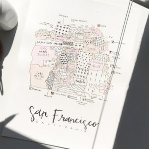 San Francisco Neighborhoods Map with raised borders