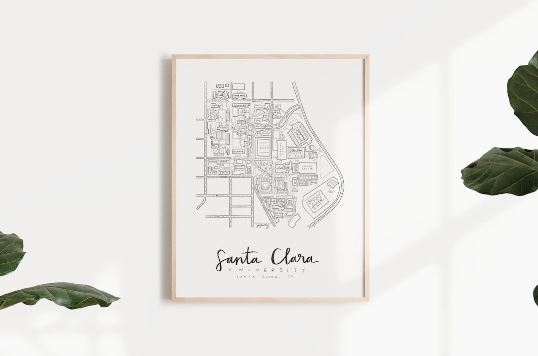 Santa Clara University Campus Map Print - Etsy