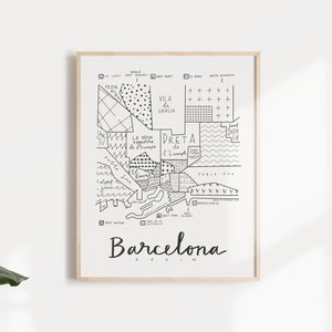 Barcelona,Spain Neighborhood Map Print