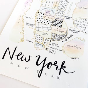 Hand-Painted New York City Neighborhoods Map