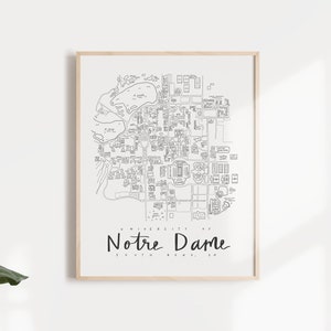 University of Notre Dame (South Bend) Campus Map Print