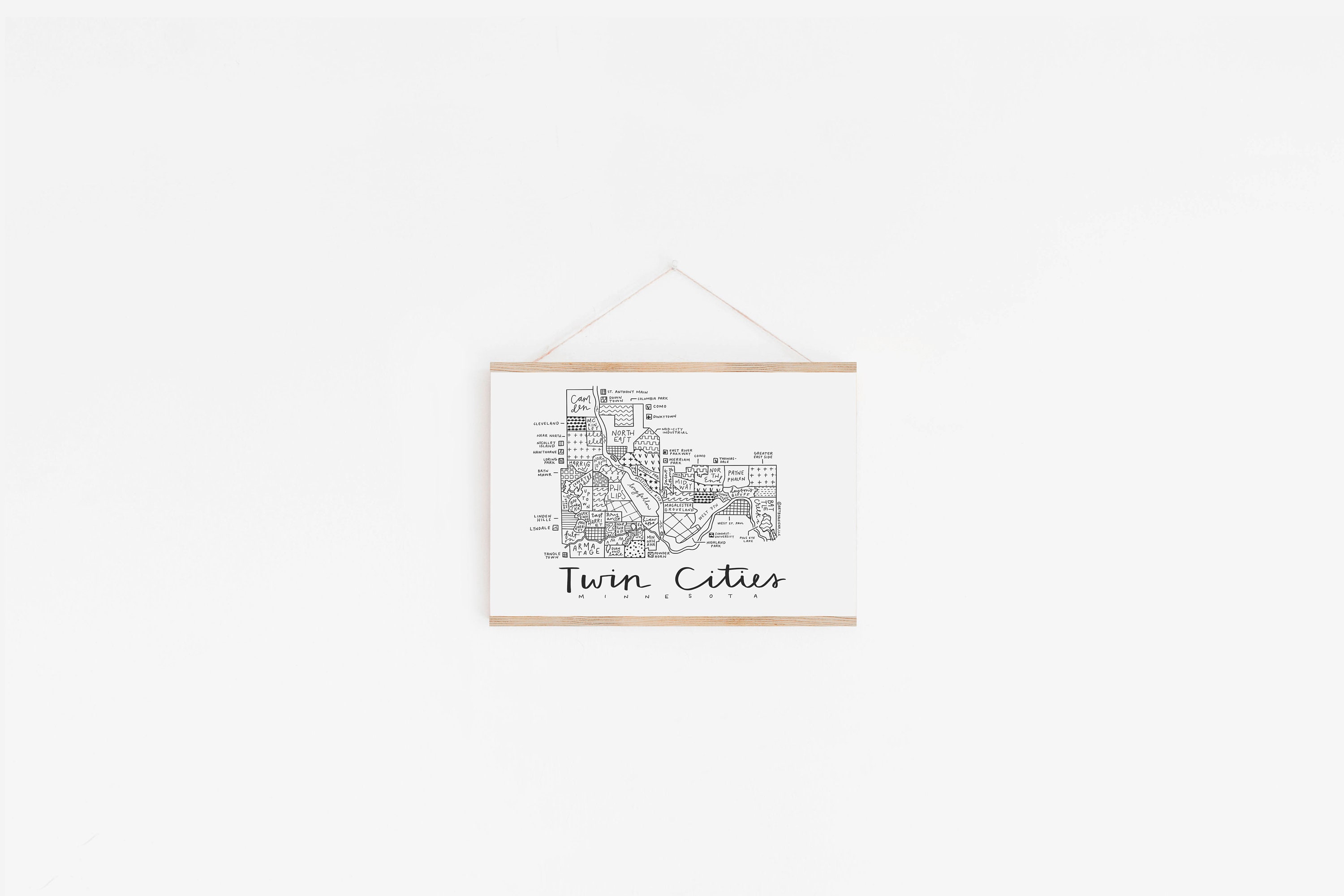 Twin Cities Neighborhood Map Print minneapolis Saint Paul - Etsy