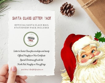 Letter From Santa Editable Template INSTANT DOWNLOAD Letter/Envelope TEMPLETT North Pole Gift Tags Wish List Naughty Nice Certificate Pack