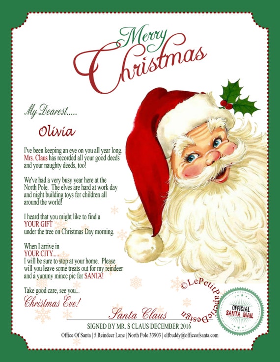 Letter From Santa Claus Editable Printable Father Christmas Etsy