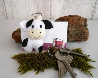 Cow keyring, felt cow key fob