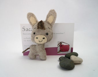 Donkey brooch, choose you color for a grey, beige or pink donkey