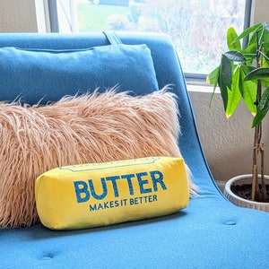 Butter Bolster Pillow, Foodie Gift, Yellow Throw Pillow, Funny Home Decor, Chef Gift, Baker Gift