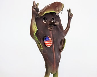 Slimy Lettuce funny art sculpture, weirdcore decor, political pop art, weird art, handmade original sculpture, anthropomorphic art