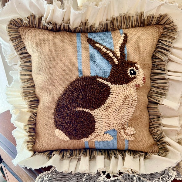 Wool Hooked Pillow Cover Etsy