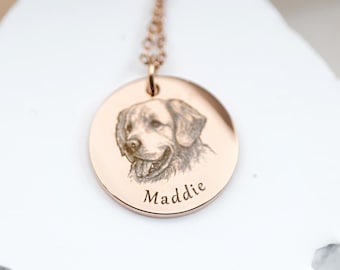 Personalized Pet Portrait Necklace, Custom Dog Memorial Jewelry, Pet Photo Necklace, Family Keepsake Gift for Pet Lovers