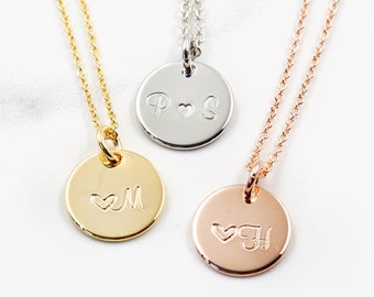 Initial Disc Necklace, Gold Circle, Personalized Initial Necklace, Custom Initial Necklace, Simple gold Necklace, gift for woman, mom