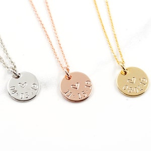 Custom Date Disc Necklace, Gold Circle, Personalized Initial Necklace, Disc Necklace, Customized special date, birthday gift, anniversary,