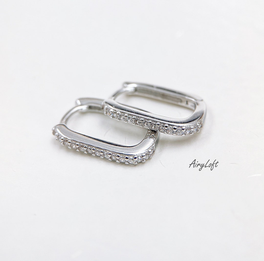 [STONE HENgE] 韓国ブランド☆925 silver☆K0270 Earrings Silver Cz Geometric Shape Earrings, Sterling Silver 925