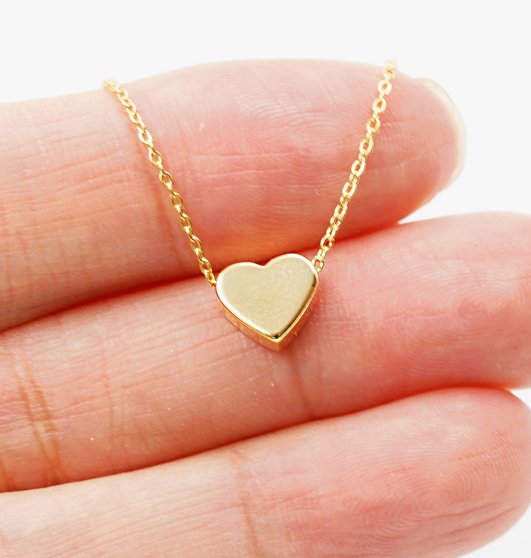 Rose Gold Heart Necklace Personalized Hand Stamped Initial Etsy