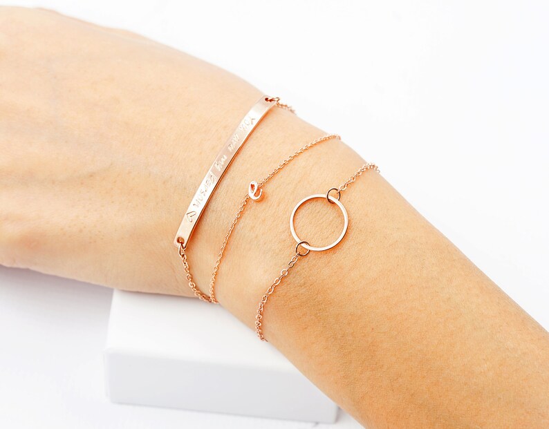 Rose Gold Bar Bracelet Latitude Longitude Custom Etsy