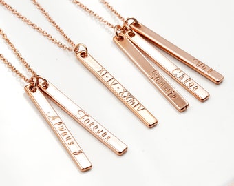 Vertical Bar Necklaces, Customized Bar Necklace, Roman numerals, Personalized bar necklace, Gift for Mom, Gift for Best Friends, Anniversary