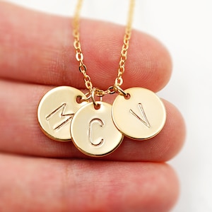 Disc Necklace, Gold Circle, Personalized Initial Necklace, Disc Necklace, Custom Initial Necklace, Simple gold Necklace, gift for woman, mom image 6