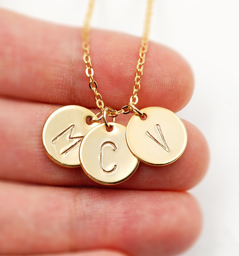 Disc Necklace, Gold Circle, Personalized Initial Necklace, Disc Necklace, Custom Initial Necklace, Simple gold Necklace, gift for woman, mom image 6