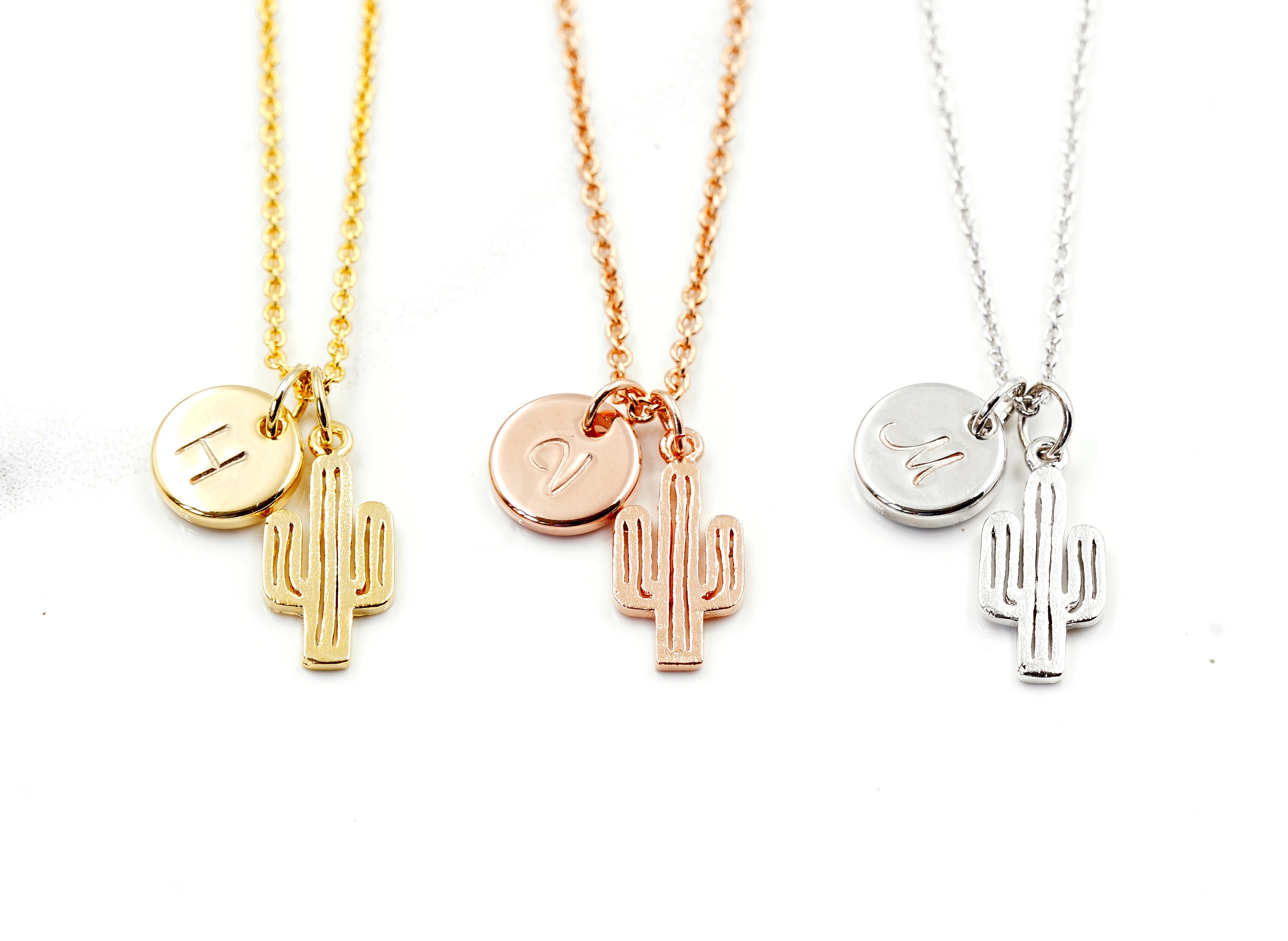 Dainty Cactus Necklace Gold Rose Gold Silver Necklace Cactus