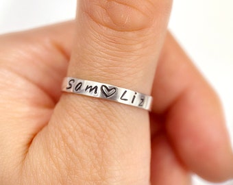 Sterling Silver Stackable Rings, Anniversary ring for her, Personalized Silver Rings, Stacking Ring, Christmas gift, Valentines day