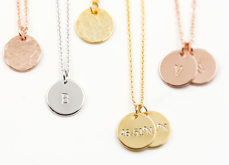 Disc Necklace, Gold Circle, Personalized Initial Necklace, Disc Necklace, Custom Initial Necklace, Simple gold Necklace, gift for woman, mom image 4