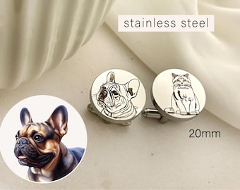 Dog Custom Cufflinks, Groom Gift, Pet Portrait Photo Cufflink Custom, Photo Cufflinks,Father of the Bride Gift - Personalized Wedding Gift