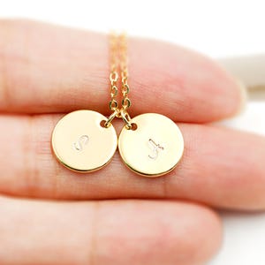 Disc Necklace, Gold Circle, Personalized Initial Necklace, Disc Necklace, Custom Initial Necklace, Simple gold Necklace, gift for woman, mom image 5