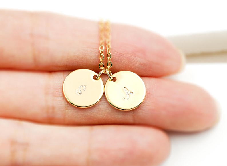 Disc Necklace, Gold Circle, Personalized Initial Necklace, Disc Necklace, Custom Initial Necklace, Simple gold Necklace, gift for woman, mom image 5