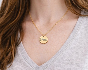 Personalized Nana Necklace, Engraved Est. Year Pendant, Custom Grandmother Jewelry