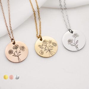 Combined Birth Month Flower Bouquet Necklace, Personalized Flower bouquet necklace, Family flower Birth Flower Necklace, Mother&#39;s Day