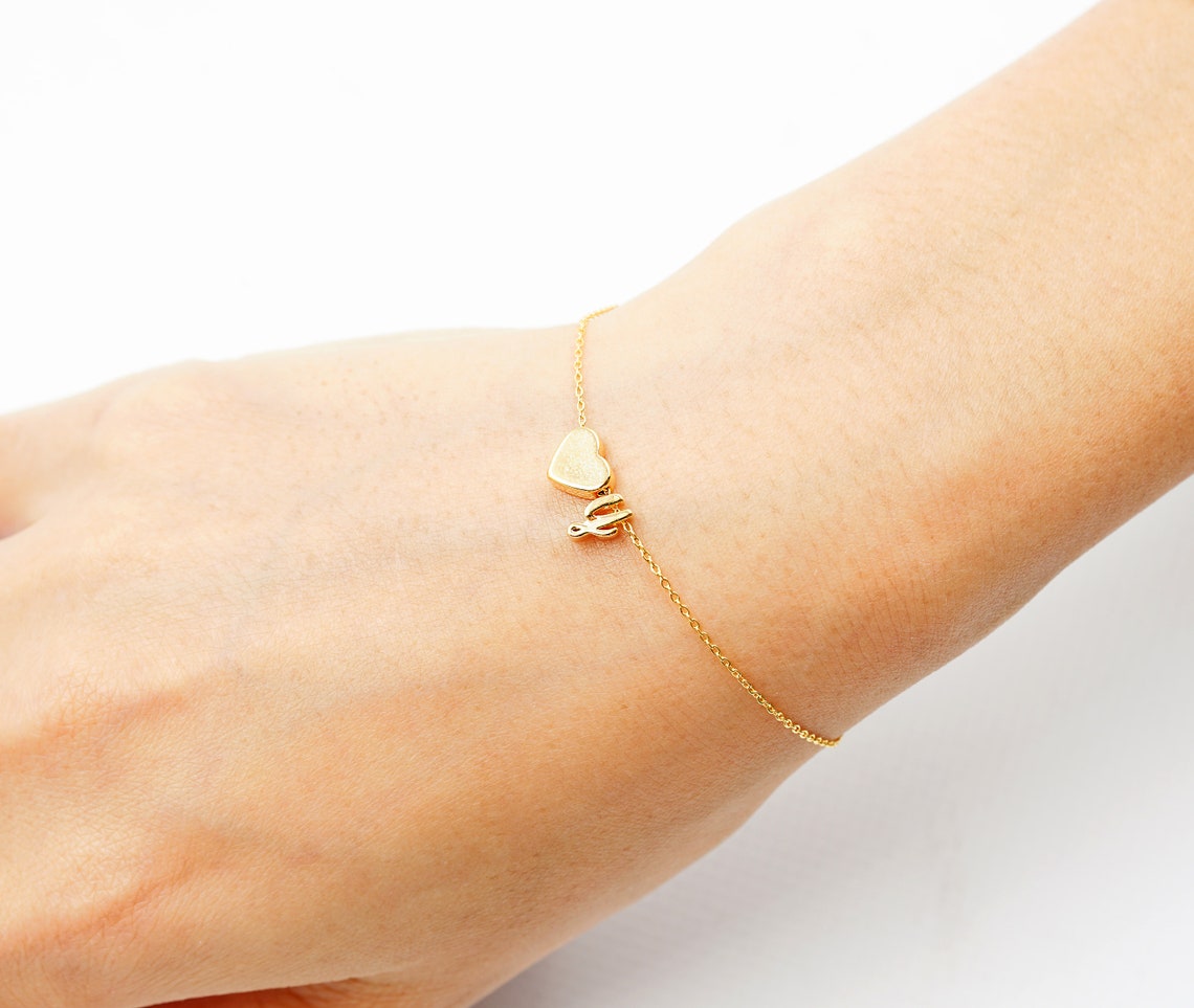 Dainty Initial Bracelet Friendship Gift for Her Initials Etsy