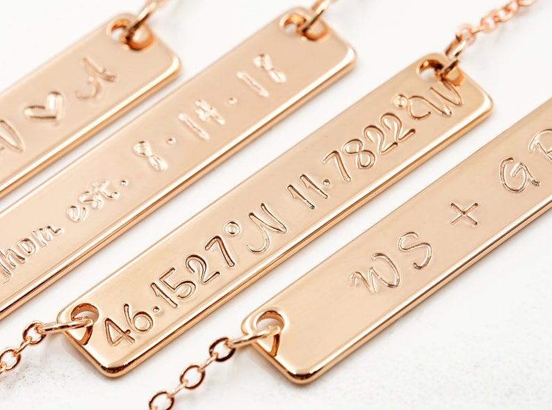 Gold necklace bar with name Clearance