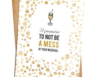 Wedding / Bridesmaid / Marriage Congratulations/ Funny, Sarcastic, Humorous, Mature Card