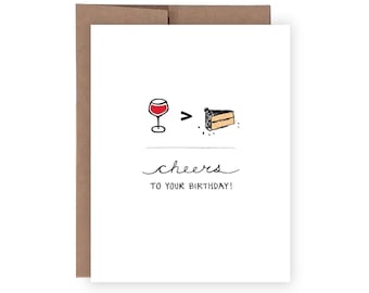 Funny Wine Birthday Card, Cheers Gift