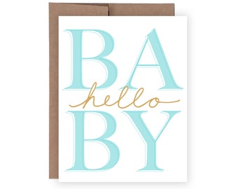 Hello Baby Card / New Parents, Expecting, Baby Shower