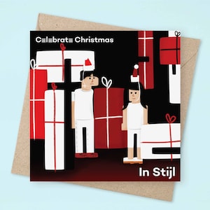 Parodia della cartolina di Natale a strisce bianche / De Stijl / Festeggia il Natale in Stijl / Jack White / Copertina dell'album / Regali / Cartoni animati / Buone vacanze