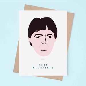 Cartão de Saudação Paul McCartney | Retrato de Desenho Animado | Presente para Amante de Música | Desenho Animado | Ilustração Minimalista | The Beatles | Cartão de Aniversário