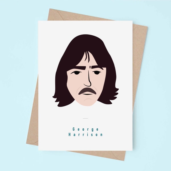 George Harrison Greeting card. Beatles A6 card.