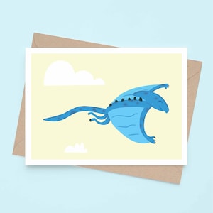 Cartão de felicitações Pterodáctilo, Dinossauro voador Cartão reciclado A6