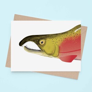 Sockeye Salmon head card / sea-life A6