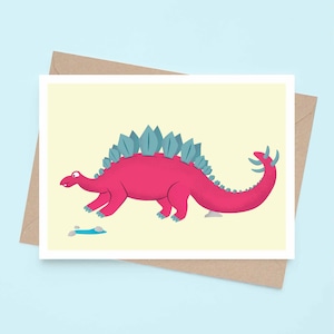 Cartão de felicitações Stegosaurus, cartão reciclado A6 de dinossauro
