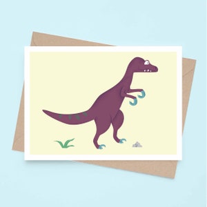 Cartão de felicitações Velociraptor, cartão reciclado A6 dinossauro