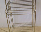 Vintage Nickel Plate Stand Wood Top 3 Tier Magazine Rack Plant Stand Telephone Table 60 39 s