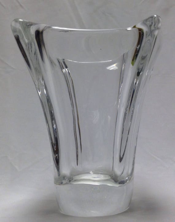 Elegant French Clear Crystal Vase Etched Signed 'daum - France
