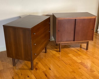 Mid Century Modern Dresser + Cabinet Distinctive Furniture by Stanley - 2 Piece Set