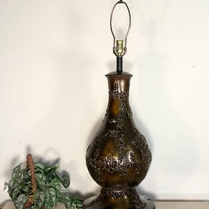 Brutalist Mid-Century Table Lamp Monumental Brass, circa 1960s