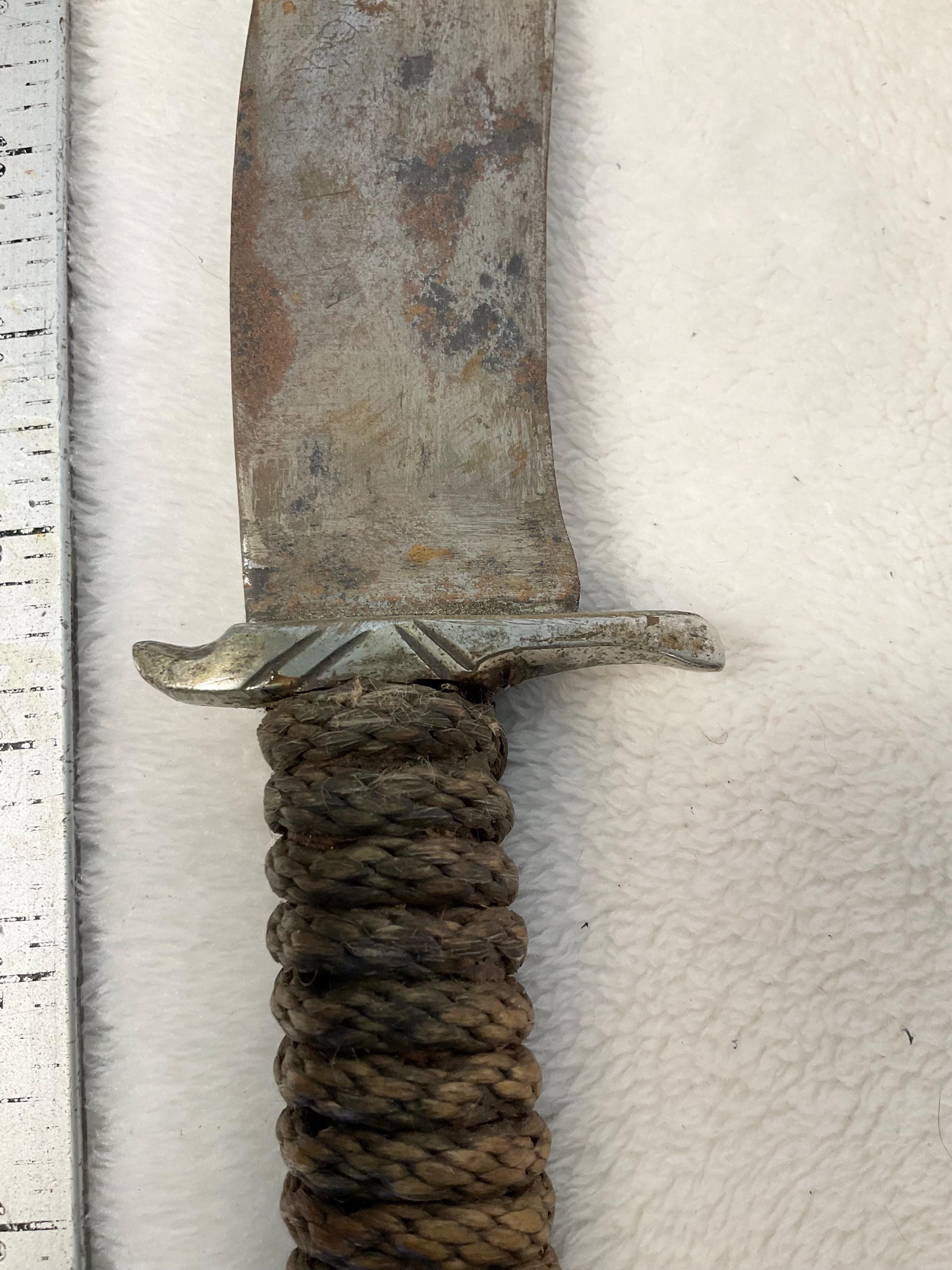 15” Steel Blade Rope Zebrawood Handle Collectible Vintage Blade Knive ...