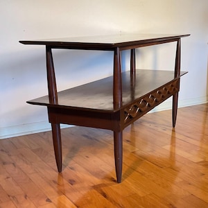 Mid Century Modern Cherry Console Table, circa 1960s