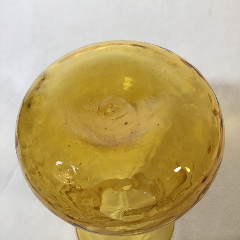 Vintage MCM Vase Hand Blown Optic Amber Art Glass Vase 10 Etsy