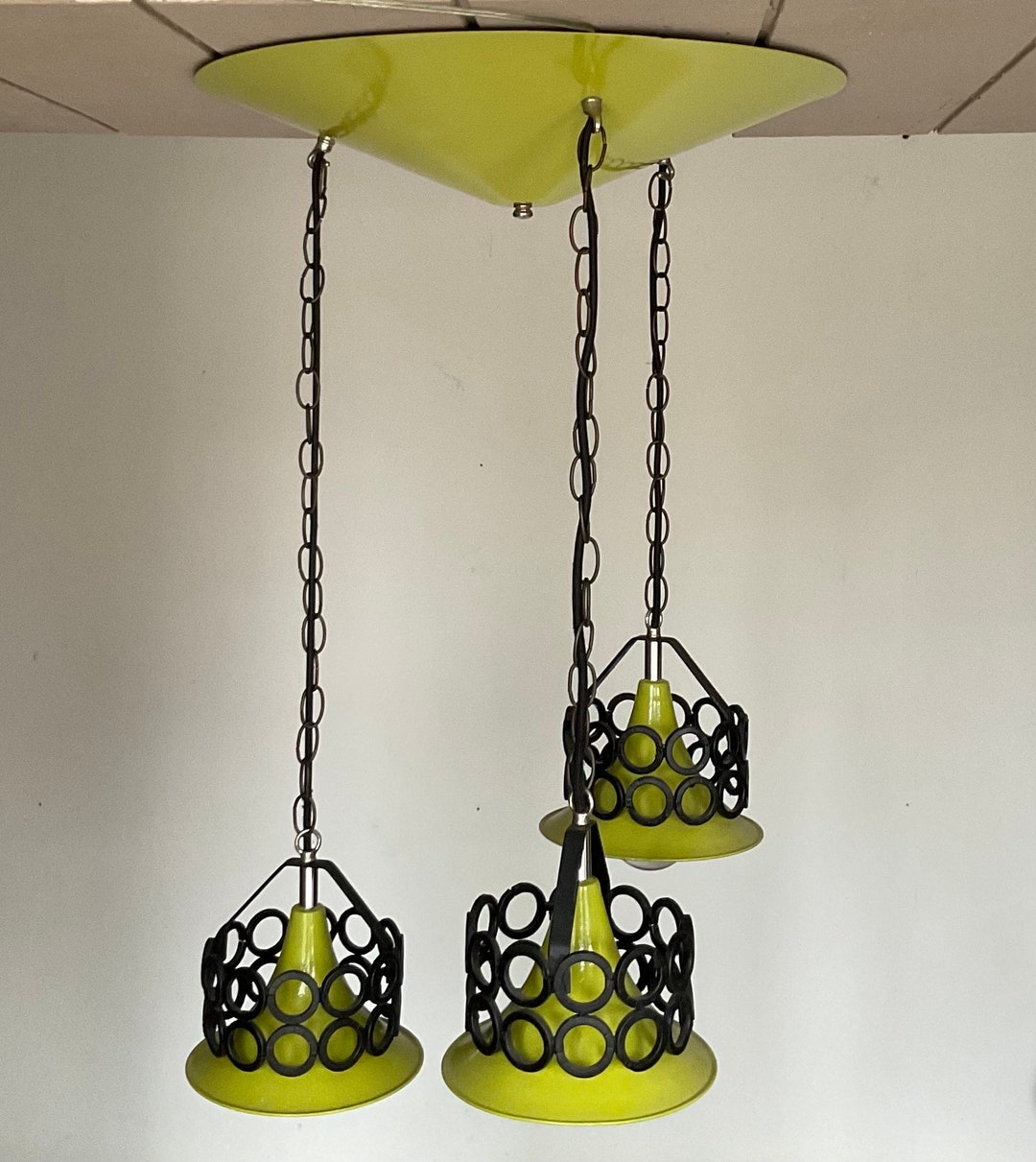 Vintage 50s Mid Century 3 Lights Pendant Ceiling Light Chandelier - Etsy